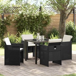 Ensemble de salle à manger pour jardin 5 pcs Noir polyrotin 563086563086