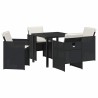 Ensemble de salle à manger pour jardin 5 pcs Noir polyrotin 563086563086