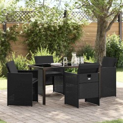 Ensemble de salle à manger pour jardin 5 pcs Noir polyrotin 563087563087