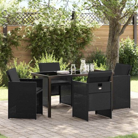 Ensemble de salle à manger pour jardin 5 pcs Noir polyrotin 563087563087