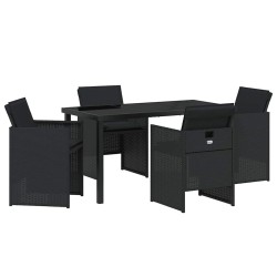 Ensemble de salle à manger pour jardin 5 pcs Noir polyrotin 563087563087
