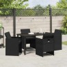 Ensemble de salle à manger pour jardin 5 pcs Noir polyrotin 563087563087