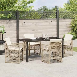 Ensemble de salle à manger pour jardin 5 pcs Beige polyrotin 563088563088
