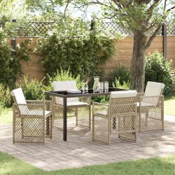Ensemble de salle à manger pour jardin 5 pcs Beige polyrotin 563089563089