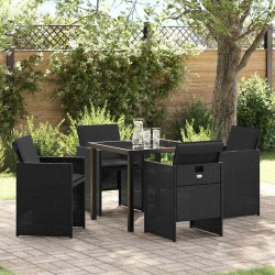 Ensemble de salle à manger pour jardin 5 pcs Noir polyrotin 563090563090