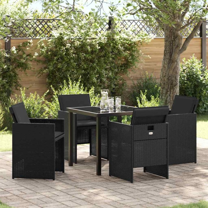 Ensemble de salle à manger pour jardin 5 pcs Noir polyrotin 563090563090