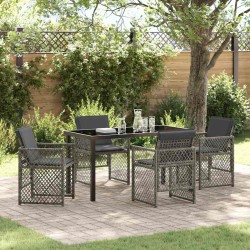 Ensemble de salle à manger pour jardin 5 pcs Gris polyrotin 563091563091