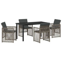 Ensemble de salle à manger pour jardin 5 pcs Gris polyrotin 563091563091