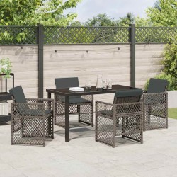 Ensemble de salle à manger pour jardin 5 pcs Gris polyrotin 563091563091