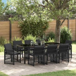 Ensemble de salle à manger pour jardin 9 pcs Noir polyrotin 563092563092