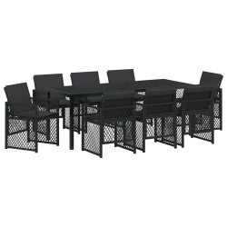 Ensemble de salle à manger pour jardin 9 pcs Noir polyrotin 563092563092