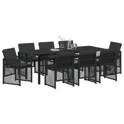Ensemble de salle à manger pour jardin 9 pcs Noir polyrotin 563092563092