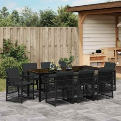 Ensemble de salle à manger pour jardin 9 pcs Noir polyrotin 563092563092