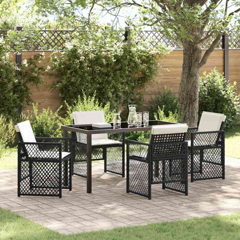 Ensemble de salle à manger pour jardin 5 pcs Noir polyrotin 563094563094