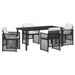 Ensemble de salle à manger pour jardin 5 pcs Noir polyrotin 563095563095