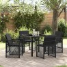 Ensemble de salle à manger pour jardin 5 pcs Noir polyrotin 563096563096