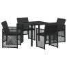 Ensemble de salle à manger pour jardin 5 pcs Noir polyrotin 563096563096