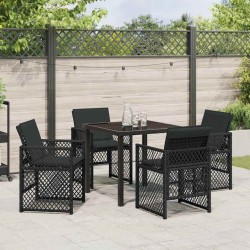 Ensemble de salle à manger pour jardin 5 pcs Noir polyrotin 563096563096