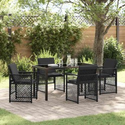 Ensemble de salle à manger pour jardin 5 pcs Noir polyrotin 563097563097