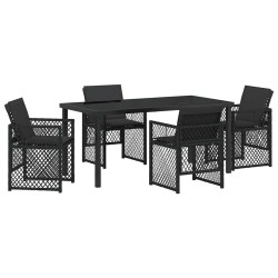 Ensemble de salle à manger pour jardin 5 pcs Noir polyrotin 563098563098