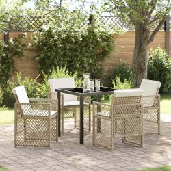 Ensemble de salle à manger pour jardin 5 pcs Beige polyrotin 563100563100