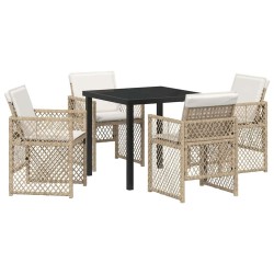 Ensemble de salle à manger pour jardin 5 pcs Beige polyrotin 563100563100