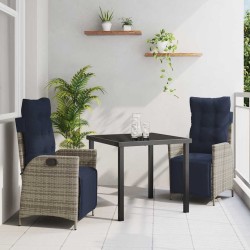 Ensemble de salle à manger pour jardin 3 pcs Gris et Noir Rotin 563101563101