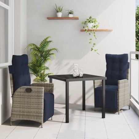 Ensemble de salle à manger pour jardin 3 pcs Gris et Noir Rotin 563101563101