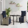 Ensemble de salle à manger pour jardin 3 pcs Gris et Noir Rotin 563101563101