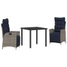 Ensemble de salle à manger pour jardin 3 pcs Gris et Noir Rotin 563101563101