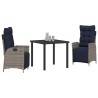Ensemble de salle à manger pour jardin 3 pcs Gris et Noir Rotin 563101563101