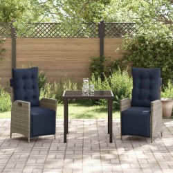 Ensemble de salle à manger pour jardin 3 pcs Gris et Noir Rotin 563101563101