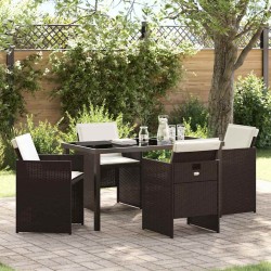 Ensemble de salle à manger pour jardin 5 pcs Marron polyrotin 563102563102
