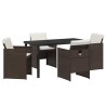 Ensemble de salle à manger pour jardin 5 pcs Marron polyrotin 563102563102