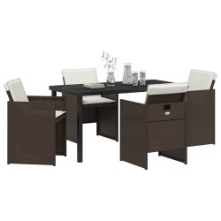 Ensemble de salle à manger pour jardin 5 pcs Marron polyrotin 563102563102