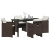 Ensemble de salle à manger pour jardin 5 pcs Marron polyrotin 563102563102