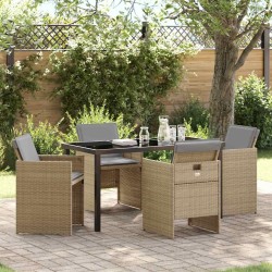 Ensemble de salle à manger pour jardin 5 pcs Beige polyrotin 563104563104