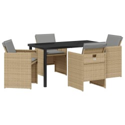 Ensemble de salle à manger pour jardin 5 pcs Beige polyrotin 563104563104