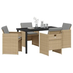 Ensemble de salle à manger pour jardin 5 pcs Beige polyrotin 563104563104