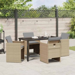 Ensemble de salle à manger pour jardin 5 pcs Beige polyrotin 563104563104