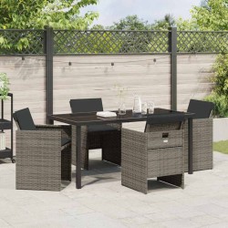 Ensemble de salle à manger pour jardin 5 pcs Gris polyrotin 563105563105
