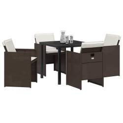 Ensemble de salle à manger pour jardin 5 pcs Marron polyrotin 563106563106