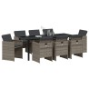 Ensemble de salle à manger pour jardin 9 pcs Gris polyrotin 563107563107