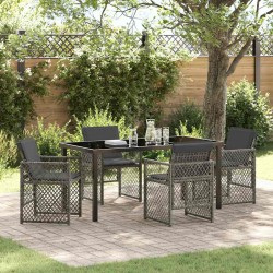 Ensemble de salle à manger pour jardin 5 pcs Gris polyrotin 563108563108