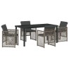 Ensemble de salle à manger pour jardin 5 pcs Gris polyrotin 563108563108