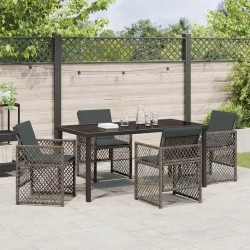 Ensemble de salle à manger pour jardin 5 pcs Gris polyrotin 563108563108