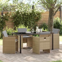 Ensemble de salle à manger pour jardin 5 pcs Beige polyrotin 563109563109