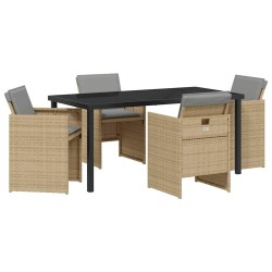 Ensemble de salle à manger pour jardin 5 pcs Beige polyrotin 563109563109