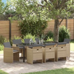 Ensemble de salle à manger pour jardin 9 pcs Beige polyrotin 563110563110