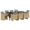 Ensemble de salle à manger pour jardin 9 pcs Beige polyrotin 563110563110
